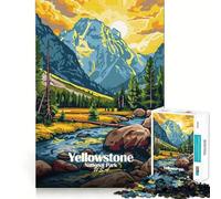 Puzzle Adulte 1000 pièces Illustration du Paysage du Parc National de Yellowstone Jeu de précision Jouet cérébral Intelligent pour Passer Le Temps Libre Cadeau d'anniversaire pour l'esprit (38x26cm)
