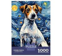 Puzzle Adulte 1000 Pièces Jack Russell Terrier Night Puzzle pour Adultes - Décoration Murale - Stimule La Mémoire - Cadeau d'anniversaire Unique 38x26cm/1000pcs