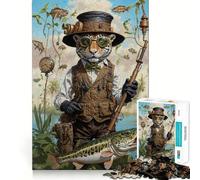 Puzzle Adulte 1000 pièces Jaguar détendu à la pêche,découpe idéale,décoration,Casse-tête,Cadeau,Divertissement,Cadeau d'anniversaire,Loisir (50x75cm)
