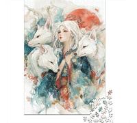 Puzzle Adulte 1000 Pièces Japanese Fox Spirit Art Print Puzzles Adultes Vacances À La Maison Activités Amusantes À Faire À La Maison Cadeaux pour Les Amis Et La Famille 38x26cm/1000pcs