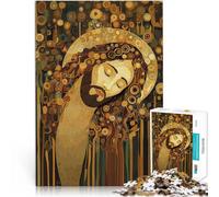 Puzzle Adulte 1000 pièces Jésus-Christ à la manière de Gustav Klimt Jouets de Jeu Décoration Murale, Cadeaux Uniques pour Anniversaire et Noël 52x38cm
