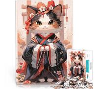 Puzzle Adulte 1000 pièces Kimono Chat Japon Kawaii pour Le Jeu éducatif Challenge Toy Renforcer l'amour Entre Les Couples 38x26cm