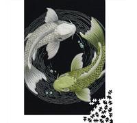 Puzzle Adulte 1000 Pièces Koi Fish Yin Yang Art Puzzles Adultes Vacances À La Maison Activités Amusantes À Faire À La Maison Cadeaux pour Les Amis Et La Famille 52x38cm/1000pcs