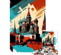 Puzzle Adulte 1000 pièces Kremlin de Moscou Pop Art Difficile et Stimulant Cadeau pour Femmes Décoration Murale Jouet pour Les 14 Ans et Plus Jeu 38X26cm