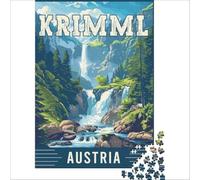 Puzzle Adulte 1000 pièces Krimml Waterfall in Austria | Un défi de taille Décompresser Un accord intellectuel comme cadeaux pour toute la famille 50x75cm