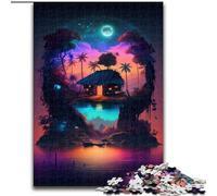 Puzzle Adulte 1000 pièces La cabane sur l'île, Puzzle de décoration pour la Maison, Jeu de réflexion pour Adolescents et Interaction familiale (Taille : 50x75cm)
