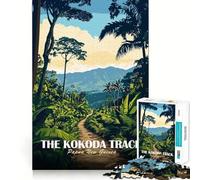 Puzzle Adulte 1000 pièces La Piste Kokoda, Papouasie-Nouvelle-Guinée Bords impeccables Jeu de Concentration mentale Amusant et Calme Décoration de Noël (38x52cm)