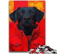 Puzzle Adulte 1000 pièces Labrador Noir Difficile à réaliser, mais Amusant et Humoristique Cadeau d'anniversaire, Cadeaux, décoration Murale 50x75cm