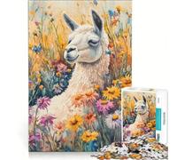 Puzzle Adulte 1000 pièces Lama dans Un Champ de Fleurs Jeu éducatif décoration intérieure renforce Les Liens d'amour Entre Les Couples 38x26cm