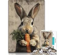 Puzzle Adulte 1000 pièces : Lapin Mangeant des Carottes, Un défi d'intelligence cérébrale, Jouets addictifs pour la décoration de la Maison (Taille 75x50cm)