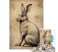 Puzzle Adulte 1000 pièces Lapin Style Léonard de Vinci pour Anniversaire Noël décoration intérieure Jeu Familial à partir de 14 Ans (38x52cm)