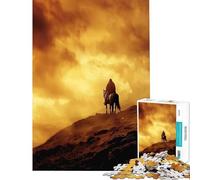 Puzzle Adulte 1000 pièces « Le Cavalier Solitaire dans Le Ciel doré Jeu Impossible défi intellectuel Jouet addictif Cadeau d'anniversaire pour Toute la Famille (38x52cm)