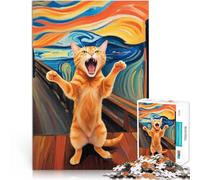 Puzzle Adulte 1000 pièces Le Cri du Chat Orange Défi Difficile pour soulager Le Stress est idéal comme Cadeau pour Toute la Famille 52x38cm