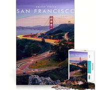 Puzzle Adulte 1000 pièces Le Golden Gate Bridge Bordure Impeccable Jeu de Concentration mentale Amusant et Calme Décoration de Noël (50x75cm)