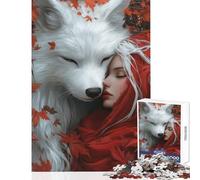 Puzzle Adulte 1000 pièces Le Petit Chaperon Rouge et Le Loup Blanc Jeu éducatif Une œuvre d'art Décoration Murale Cadeau Unique pour Un Anniversaire et Noël (38x52cm)