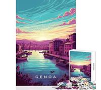 Puzzle Adulte 1000 pièces Le Port de Gênes au Lever du Soleil Décoration Murale pour Un Père Noël Secret Jeu éducatif pour stimuler Le Cerveau Dimensions 50x75cm