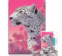 Puzzle Adulte 1000 pièces Léopard Blanc, Aide Le Cerveau à exercer des Jouets addictifs pour cultiver la Patience, Cadeau d'anniversaire (75x50cm)