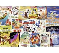 Puzzle Adulte 1000 Pieces Les Affiches Vintage: 101 dalmatiens Dumbo - Peter pan - Pinocchio - Livre de la Jungle - Blanche Neige + Carte Tigre