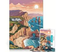 Puzzle Adulte 1000 pièces Les Douze Apôtres Côte Bords impeccables Jeu de Concentration mentale Amusant et Calme Décoration de Noël Cadeau (38x26cm)