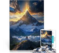 Puzzle Adulte 1000 pièces Lever de Soleil épique au Sommet d'une Montagne Jouets de Jeu Convient pour la décoration de Bureau 38x26cm