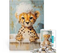 Puzzle Adulte 1000 pièces L'heure du Bain du guépard Jouet éducatif intellectuel décompressant Idées Cadeaux 38x52cm