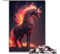 Puzzle Adulte 1000 pièces Licorne flamboyante en Carton, Jeu Familial interactif, décoration d'intérieur à Faire soi-même, Casse-tête Stimulant, 1000 pièces(26x38cm)