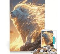 Puzzle Adulte 1000 pièces Lion Blanc de feu décoration Murale activités ludiques à la Maison renforce Les Liens Amoureux 50x75cm