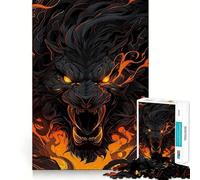 Puzzle Adulte 1000 pièces Lion Noir en Mode Bestial Art Finement découpé,Divertissement et résolution de problèmes,Jeu Confortable,décoration Murale de Noël (50x75cm)