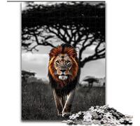 Puzzle Adulte 1000 pièces Lion Noir et Blanc. Jeu Stimulant et Jeu Familial idéal comme Cadeau pour Toute la Famille. 26x38cm.