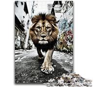 Puzzle Adulte 1000 pièces Lion Noir et Blanc pour et à partir de 14 Ans Jouets de Jeu Car il est idéal comme Cadeau pour Toute la Famille 26x38cm