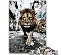Puzzle Adulte 1000 pièces Lion Noir et Blanc pour et à partir de 14 Ans Jouets de Jeu Car il est idéal comme Cadeau pour Toute la Famille 50x75cm