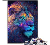 Puzzle Adulte 1000 pièces Lion psychédélique en Carton, pour Adolescents et Famille - Jeu de réflexion DIY, 1000 pièces(26x38cm)