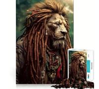 Puzzle Adulte 1000 pièces Lion Rasta à Bords Nets,Jeu de Construction Relaxant,Cadeau de Noël idéal (50x75cm)