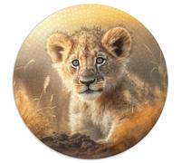 Puzzle Adulte 1000 pièces Lionceau Puzzle Rond 1000 pièces Idéal pour décorer et stimuler Le Cerveau Cadeau 67,5 x 67,5 cm