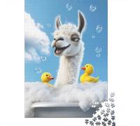 Puzzle Adulte 1000 Pièces, Llama Bath Time, 38x26cm/1000pcs; pour Progresser À Son Propre Rythme; Pièces Blanches pour Un Tri Pratique