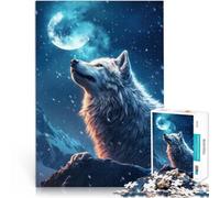 Puzzle Adulte 1000 pièces Loup et Lune Difficile à réaliser mais Amusant et Humoristique Renforcer l'amour Entre Les Couples 52x38cm