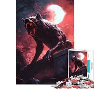 Puzzle Adulte 1000 pièces Loup-Garou sous la Lune de Sang Jeu Relaxant et éducatif Jouet Stimulant Cadeau d'anniversaire découpe de précision (Taille 38x52cm)