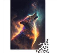 Puzzle Adulte 1000 Pièces - Loup Solitaire dans l'Espace Puzzle Rectangle Créatif Jeu de Décompression 1000 Pièces (75x50cm)