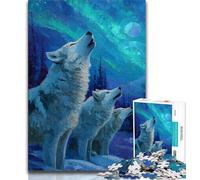 Puzzle Adulte 1000 pièces Loup sous l'aurore, Puzzle Adolescent, Jeux d'activités familiales stimulants, Jouet à Faire soi-même pour décoration Murale de la Maison, Cadeaux (Taille 38x26cm)