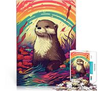 Puzzle Adulte 1000 pièces Loutre Arc-en-Ciel Difficile à réaliser mais Amusant et Humoristique Cadeau Amusant 75x50cm