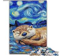 Puzzle Adulte 1000 pièces Loutre Ciel Nocturne en Bois, idéal pour s'amuser en Famille, se détendre et Offrir des Cadeaux de Noël 50x75cm pour Les Adolescents et Les familles, Cadeau de Noël idéal