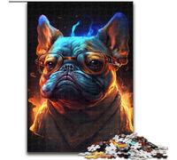 Puzzle Adulte 1000 pièces Lunettes Bouledogue français Puzzle en Carton, Jeu Familial interactif, décoration d'intérieur DIY, Cadeau Stimulant pour Le Cerveau 1000 pièces(26x38cm)