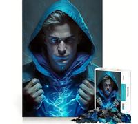 Puzzle Adulte 1000 pièces Magicien Anime Bleu Décoration soignée,Jeu de réflexion,Divertissement Occasionnel,décoration de Noël (38x52cm)