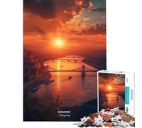Puzzle Adulte 1000 pièces Magnifique Coucher de Soleil à Budapest Hongrie Décoration Murale idéale pour s'amuser en Famille pour Un Anniversaire ou comme Cadeau Original (38x52cm)