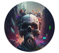 Puzzle Adulte 1000 pièces, Magnifique crâne, Puzzle Rond 1000 pièces, idéal pour décorer et stimuler Le Cerveau, 67,5 x 67,5 cm
