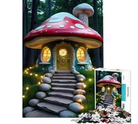 Puzzle adulte 1000 pièces Maison champignon fantaisiste dans une forêt enchantée Activités amusantes à la maison décoration intérieure Jeu impossible Convient aux personnes de 14 ans et plus (38x26cm)