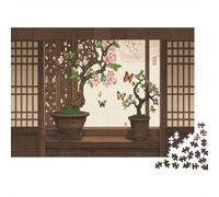 Puzzle Adulte 1000 Pièces Maison en Bois Plante en Pot 3D, Puzzle en Bois, Adultes Et Enfants À Partir De 14 Ans, Hands on Game, Décoration Intérieure, Cadeau Unique 1000pcs (75x50cm)