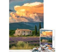 Puzzle Adulte 1000 pièces Maison en Pierre dans Un Champ de Lavande Décoration intérieure Jouet Œuvre d'art Cadeau Jeu Impossible Chaque pièce est Unique Dimensions 38x26cm