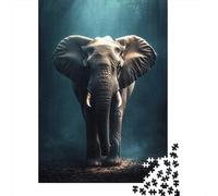 Puzzle Adulte 1000 Pièces, Majestic Elephant in Misty Forest, 38x26cm/1000pcs, Pièces Blanches pour Un Tri Ordonné; pour Progresser À Son Propre Rythme