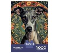 Puzzle Adulte 1000 Pièces Mandala Greyhound Puzzles pour Adolescents, Jouets Anti-Stress, Défi Difficile, Cadeau d'anniversaire Unique 52x38cm/1000pcs